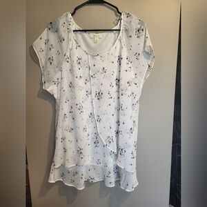 Tamara H-White Floral Blue Women's Blouse, Size 2X